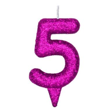 Imagem de Vela De Aniversário Número Magic Glitter Rosa - PartiuFesta