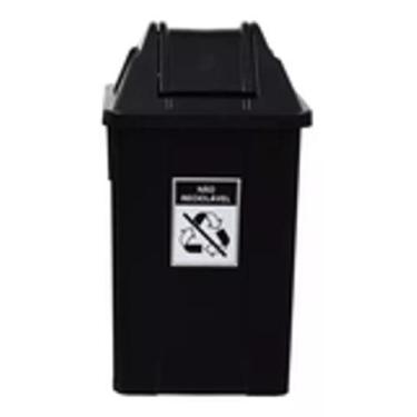 Imagem de Lixeira 100litros Tampa Basculante Cores Coleta Seletiva Jsn, Preto