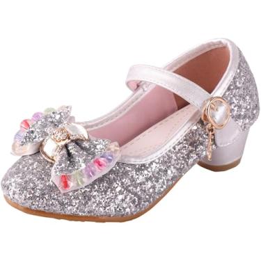 Imagem de iTVTi Sapatos femininos de princesa Mary Jane Glitter lantejoulas festa casamento salto baixo, Prata, 16