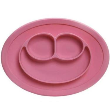 Imagem de Pratinho Prato Bebê Alimentação Divisória Silicone Rosa - Comercial Se