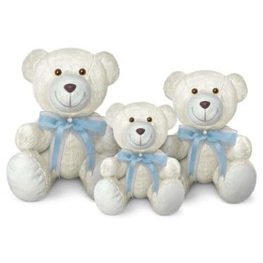 Imagem de Trio De Ursinhos De Pelúcia Articulado Decoração Com Laço 15, 20 e 25c