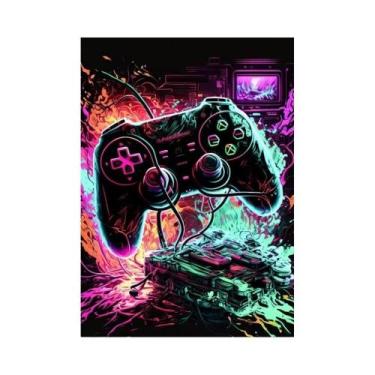Imagem de Impressão Em Tela De Controle De Videogame Neon, Pôsteres De Jogos, Ar