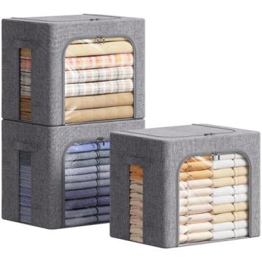 Imagem de Caixas de armazenamento de roupas Lifewit com estrutura de metal, 40L,