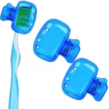 Imagem de Protetor De Escova De Dente Capa Porta Estojo Case Higiênico Viagem Infantil Adulto Antibacteriano BPA Free (2, Azul)