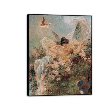 Imagem de Impressão de pôster de amor feminino arte renascentista para sala de estar decoração de casa retrato vintage meninas vitorianas pintura em tela arte de parede 40x30 cm (40.6x30.5 cm) moldura pronta