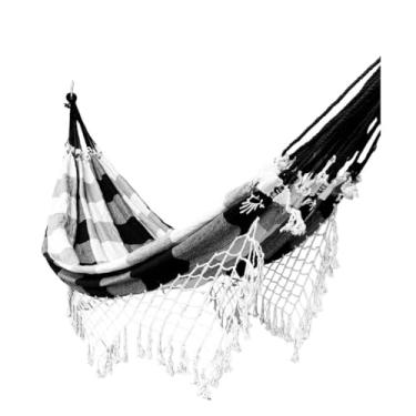 Imagem de Rede De Descanso Dormir Casal Aconchego Decorativas Luxo(Preto com branco xadrez)