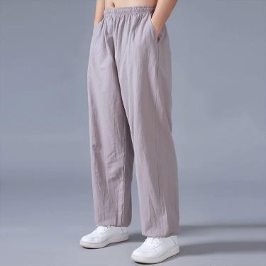 Imagem de Calças Masculinas De Tai Chi Confortáveis De Algodão Macio E Linho Calças De Treinamento De Kung Fu De Artes Marciais Calças De Fitness Esportivas Unissex Calças De Moletom, 004, XL