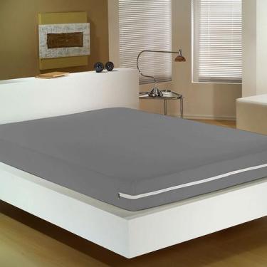 Imagem de Capa para Colchão Doce Vida Solteiro Malha Mista C/ Zíper Cinza