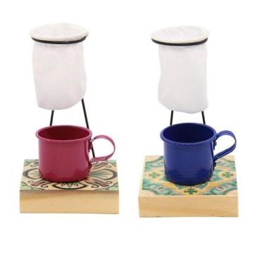 Imagem de Xícara Café Goumert, 80 ml, c/ Suporte, Coador Rosa - Coffee Shop, Uva