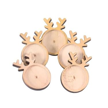 Imagem de 5 Unidades Bandeja De Broche De Madeira Redonda Bandeja De Configuração De Fotos Faça Você Mesmo Artesanato Em Madeira De Natal Árvore De Natal Brilho Labial Bambu Filho