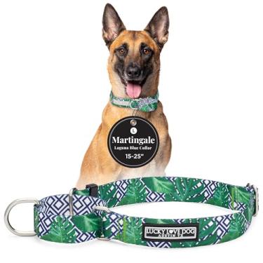 Imagem de Lucky Love Dog Coleira de martingale, coleira premium antiderrapante para meninos grandes, ótima para whippets, galgos e mais (grande, laguna azul)