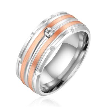 Imagem de Vivaday Anel minimalista de zircônia cúbica para casais | Anéis personalizados e elegantes de boa sorte | Joias modernas | Ideal para o Dia dos Namorados/Aniversário/Natal Y4036, Medium, Metal