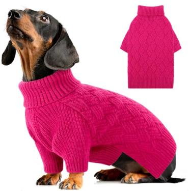 Imagem de AOFITEE Suéter de cachorro pequeno, suéter de cachorro PP, suéteres de Natal para cães quentes, suéteres de inverno para cães pequenos, meninas, meninos, gola rolê, grosso para filhotes, roupas