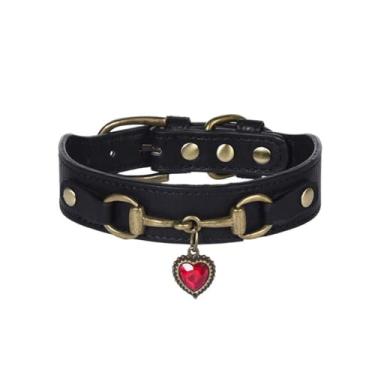 Imagem de WDPAWS Coleira retrô para cães com diamantes brilhantes e berloque – Colar de strass de couro PU ajustável com 5 furos, fivela de bronze para cães pequenos e médios menino macho – preto/azul/verde