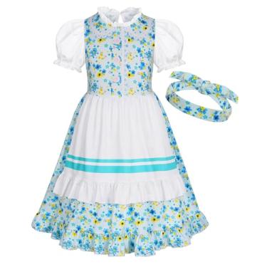 Imagem de WonderBabe Colonial Costume Girls Pioneer Dress Prairie Dresses Girl Floral Pilgrim Outfit Kids Fancy Dress Up Clothes size 3-4t
