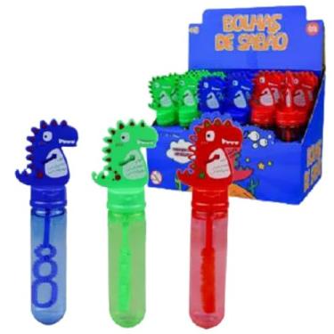 Imagem de Bolhas de Sabão Infantil, Display com 24 Unidades, Temas Variados - Princesas, Dinossauro, Pato, Astronauta, Baby Shark, Sereias, Brinquedo para Festa (DINOSSAURO)