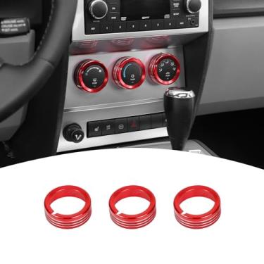 Imagem de PDKLIN Para Nitro Center Control AC Switch Knob Cover Trim Ring Fit for Jeep Liberty/Dodge Nitro 2007-2012 Vermelho Acessórios Interiores 3 peças