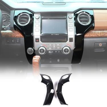 Imagem de LLKUANG ABS console central ar condicionado saída de ar condicionado decoração moldura guarnição para Toyota Tundra 2014-2020 acessórios de modificação (preto brilhante)