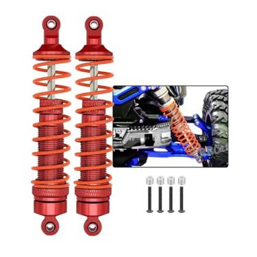 Imagem de ARRCat 2 peças de amortecedores traseiros para 1/10 Arrma Bigrock 4X4 Granito 4X4 Senton 4X4 Vorteks 4X4 Typhon 4X4 RC Truck, alumínio completo Big Bore Shock Hops Up, substitui AR330550 AR330551, vermelho