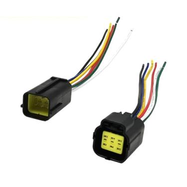 Imagem de Um kit de plugue conector de fio elétrico de 6 pinos à prova d'água para carro AWG com fios pré-cabeados para carros, quadriciclos, caminhões, motocicletas, industriais, agrícolas