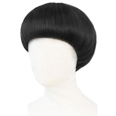 Imagem de Peruca Joneting Black Mushroom Bowl, cortada curta, preta para homens