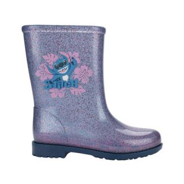 Imagem de Bota Galocha Infantil Stitch Colorful Glitter Cano Alto - Grendene, Az