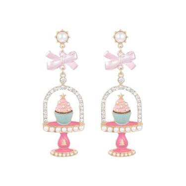 Imagem de Madison Tyler Brincos de Natal para mulheres | Natal laço vermelho Noel Papai Noel urso rosa meias casa quebra-nozes doce gorro suéter homem pão de gengibre expresso brincos martini joias de férias