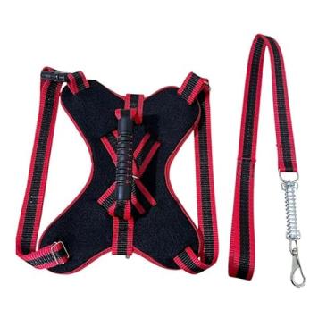 Imagem de Peitoral Coleira Pitbull Pastor Alemão Rotwailler Reforçada Couro (VERMELHO,M)