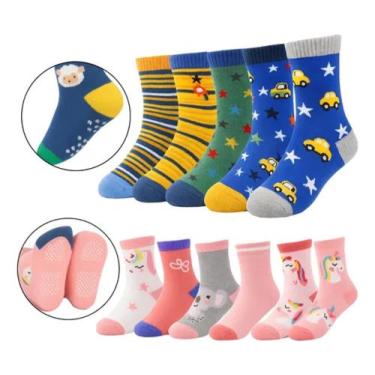 Imagem de Meia INFANTIL Antiderrapante Kit com 03 pares Confort, Rosa, 4-6