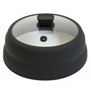 Imagem de Capa de microondas para alimentos dobrável de vidro para micro-ondas, protetor contra respingos de silicone, lavável na lava-louças, tampa para pratos, tigelas, panelas e fogões para cozinhar 27,4 cm