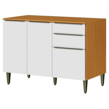 Imagem de Balcao Com Tampo 3 Portas 2 Gavetas 120 cm Mdf 2006806 Cinamomo Branco Armoveis
