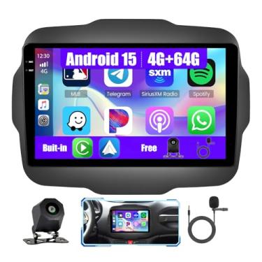 Imagem de Inefala [4G + 64G] Rádio veicular Android 15 para Jeep Renegade 2015-2020 com carplay sem fio/Android Auto, tela sensível ao toque HD de 9 polegadas, estéreo automotivo com GPS, Bluetooth, WiFi, FM