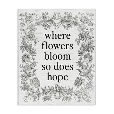 Imagem de Stupell Industries Arte de parede em tela de borda vintage Hope Blooms, design por Lettered and Lined, 76 x 61 cm