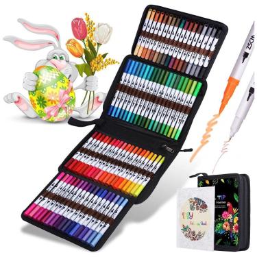 Imagem de Conjunto de Canetas Artisticas 72 Cores com Ponta de Pincel Fino para Ovos de Páscoa, ZSCM