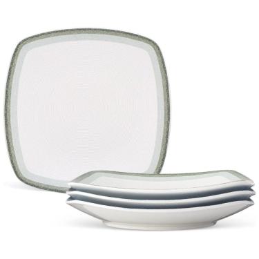Imagem de Conjunto de Pratos para Jantar com 4 Peças, Formato Quadrado e Material de Porcelana, Noritake G037-586D, Verde e Branco