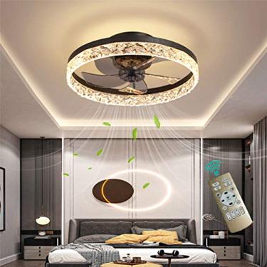 Imagem de Ventilador de teto LED com luz 48W Ventilador de teto ultrassilencioso Iluminação Controle remoto ajustável 3 velocidades Velocidade do vento regulável pode cronometrar luz do ventilador par
