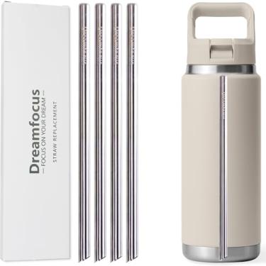 Imagem de Dreamfocus Palha de metal de aço inoxidável de substituição para garrafa de canudo YETI RAMBLER 737 g pacote com 4
