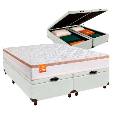 Imagem de Conjunto Cama Box Bau Blindado Casal + Colchão Molas Ensacadas Isis Real Inducol