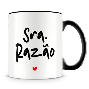 Imagem de Caneca Personalizada Senhora Razão em Porcelana Branca com Alça Preta 