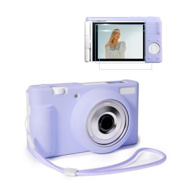 Imagem de TYUANDOUER Capa para câmera Vlog Sony ZV-1F/ ZV-1 II/ZV-1M2, capa de silicone para câmera ZV1F com 2 peças protetoras de tela e alça de pulso, capa macia antiarranhões para acessórios Sony ZV1F - roxa