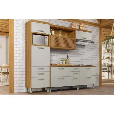 Imagem de Cozinha Modulada Nesher Princesa 4 Peças (1aéreo+2balcões+1paneleiro) C6p59 Freijo-off White-nesher