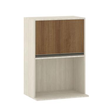 Imagem de Armário Aéreo 60 Cm Com Nicho Para Microondas 2 Portas Linea Pátina Ff/avelã Ff
