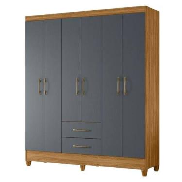 Imagem de Guarda Roupa Casal Panama 6P 153 cm Naturale Branco Moval, Freijo Cinz