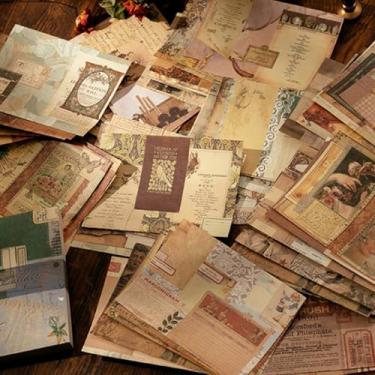 Imagem de 100 folhas de papel vintage para scrapbook, jornais, material de diário, decoração de sala de papel estético, para escrever, desenhar, diário de viagem, álbum de cartões, enfeites, estilo 3