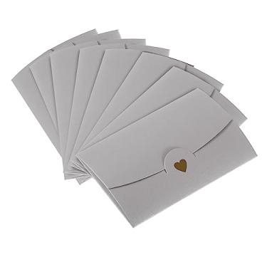 Imagem de Mini envelopes, pacote com 20 pequenos porta-cartões de presente, envelopes de convite de negócios de coração dourado retrô para aniversário de casamento, prata