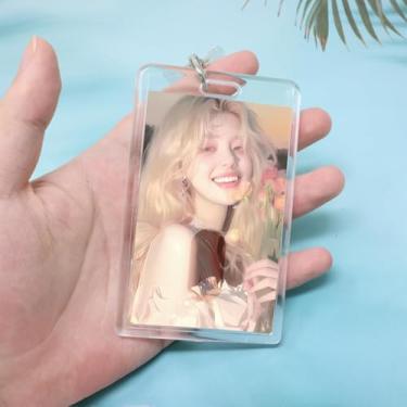 Imagem de 1 peça elegante suporte de cartão de foto de acrílico bonito cartão de ônibus cartão de crédito cartão bancário estilo Y2K acrílico transparente borboleta porta-cartão com cordão
