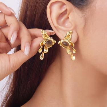 Imagem de Brincos punk góticos femininos com pingente de espinho farpado com chama, joias de festa de rock, bijuterias e presentes modernos, brincos pendentes de cruz, joias para mulheres, joias góticas, Medium