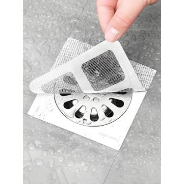 Imagem de Pacote com 20 peças, 10 x 10 cm, capa de ralo de chuveiro descartável, coletor de cabelo, ralo de chuveiro, adesivos de malha, banheiro, lavanderia, banheira, cozinha, pia, para cabelo humano e animal