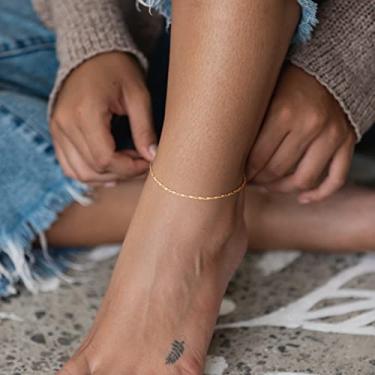 Imagem de Tornozeleiras femininas douradas banhadas a ouro 14 k à prova d'água leve com trava para mulheres joias modernas de verão, Medium, Latão, Sem Pedra Preciosa