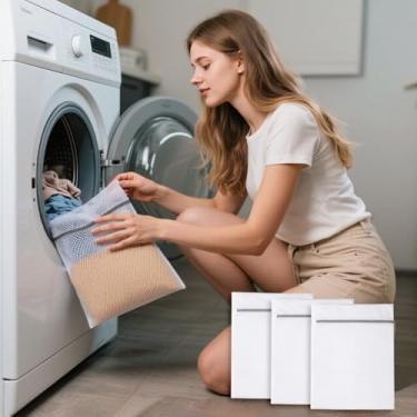 Imagem de Sacos de lavagem de malha, saco de lavagem para máquina de lavar, saco de lavagem de rede com zíper, bolsa de secadora (3 peças, 20 x 17 cm)